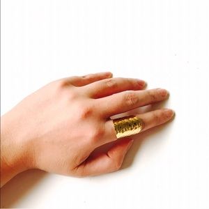 Hammered Gold Stippled Statement Ring, 24K